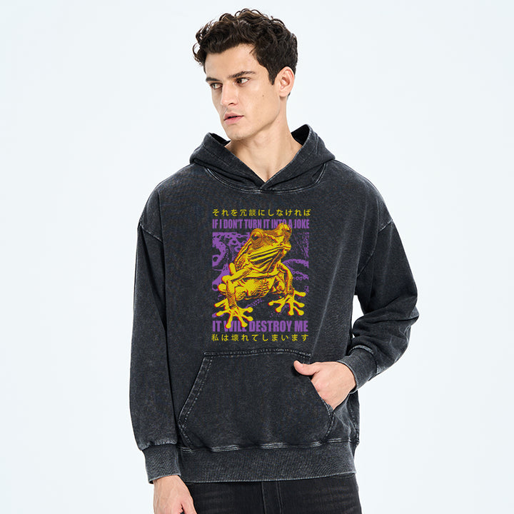 A Frog Prone To Emotional Breakdown Washed Hoodie