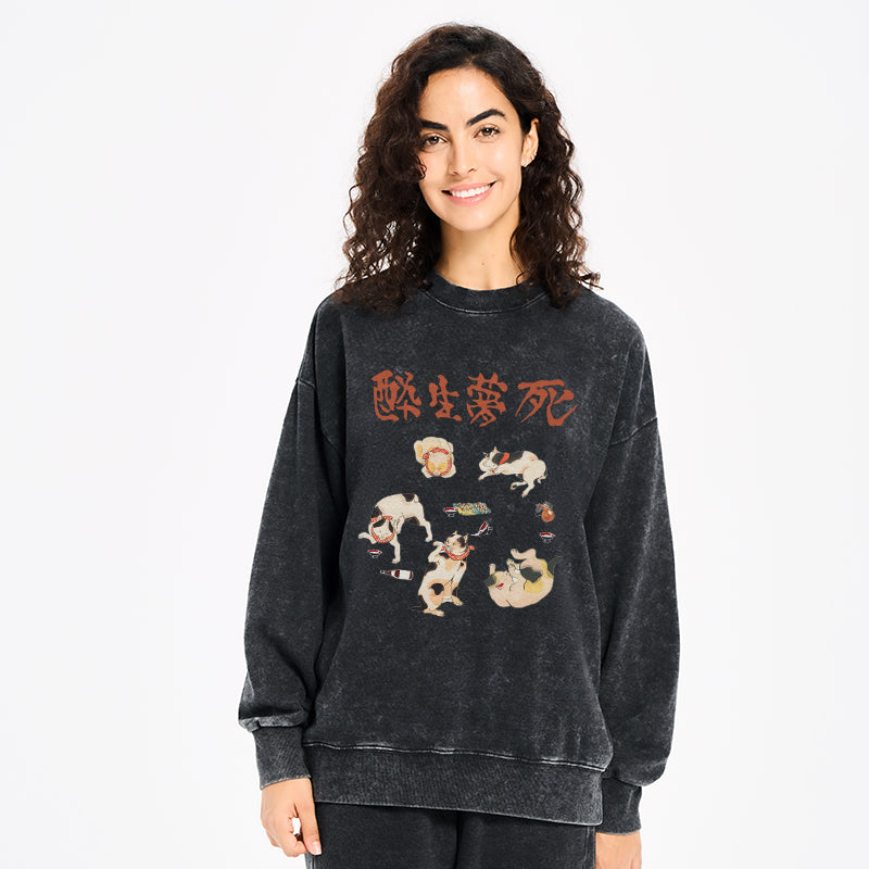 Drunken Cats Washed Sweatshirt