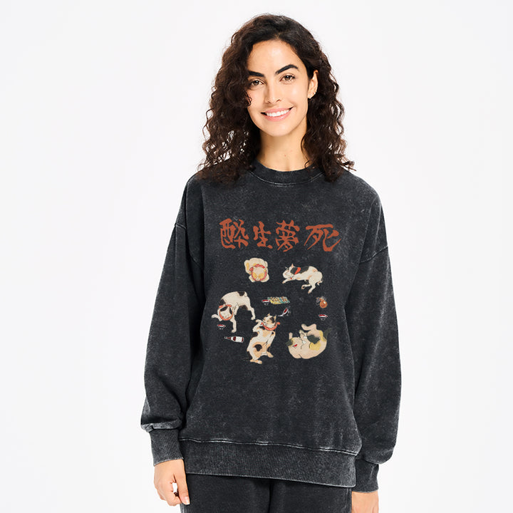 Drunken Cats Washed Sweatshirt
