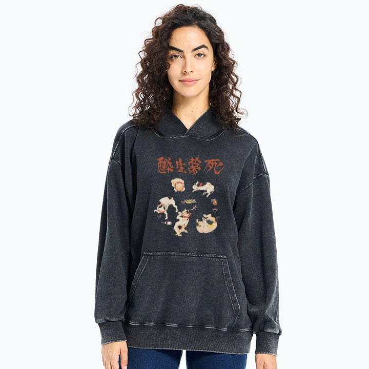 Drunken Cats Washed Hoodie