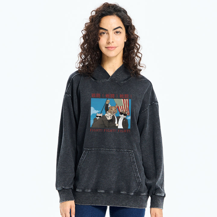 Fight Cat Japanese Washed Hoodie