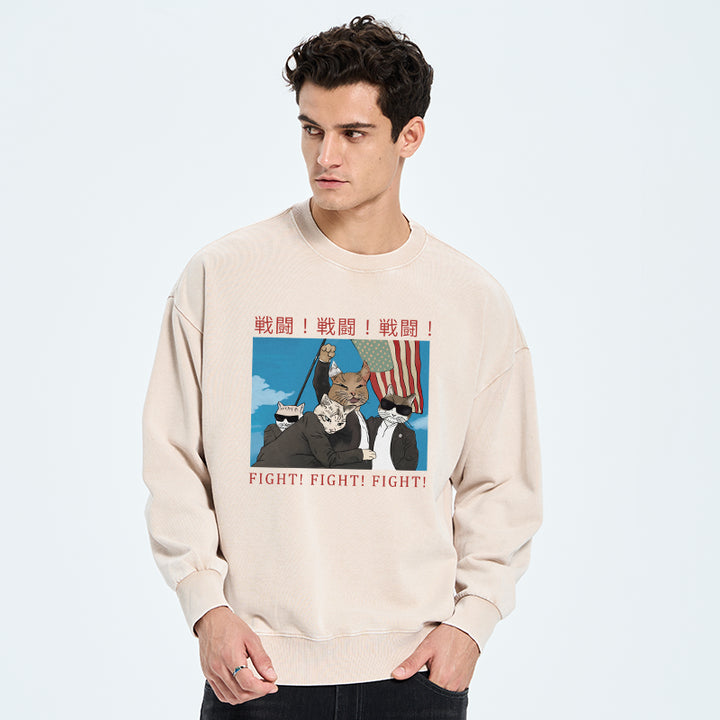 Fight Cat Japanese Washed Sweatshirt