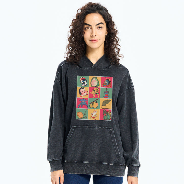 Japanese Characteristic Goods Washed Hoodie
