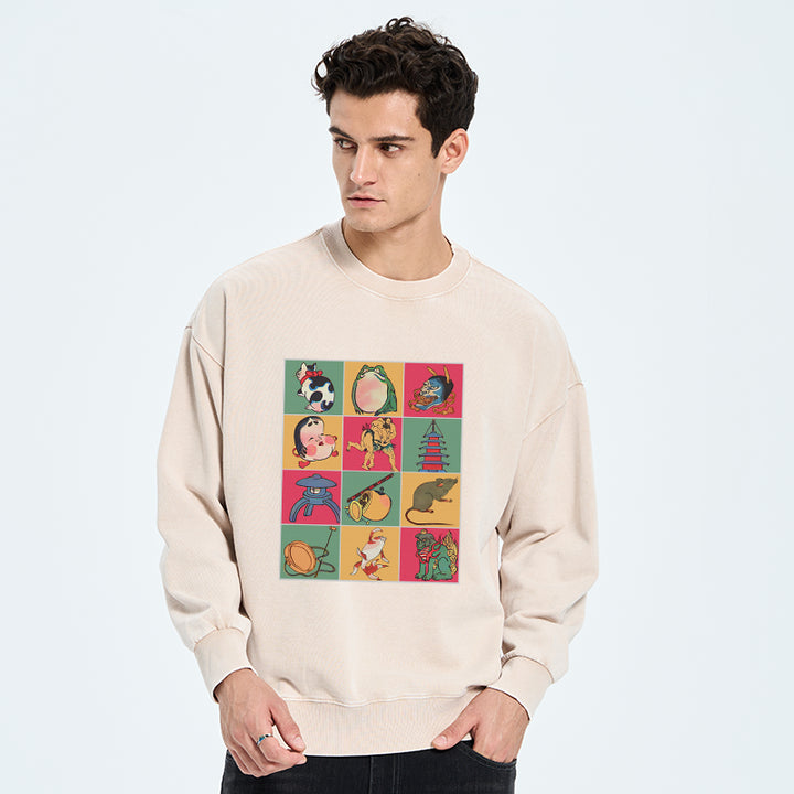 Japanese Characteristic Goods Washed Sweatshirt