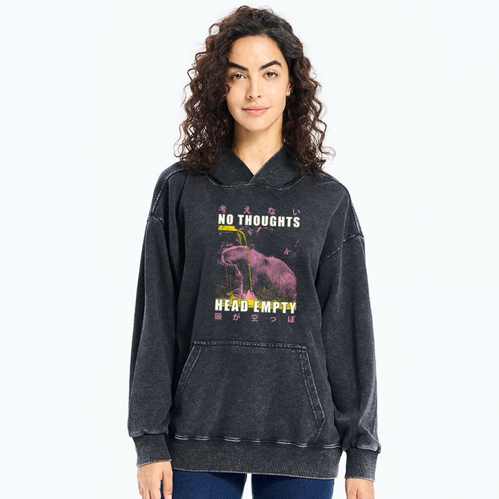 No Thoughts Head Empty Washed Hoodie