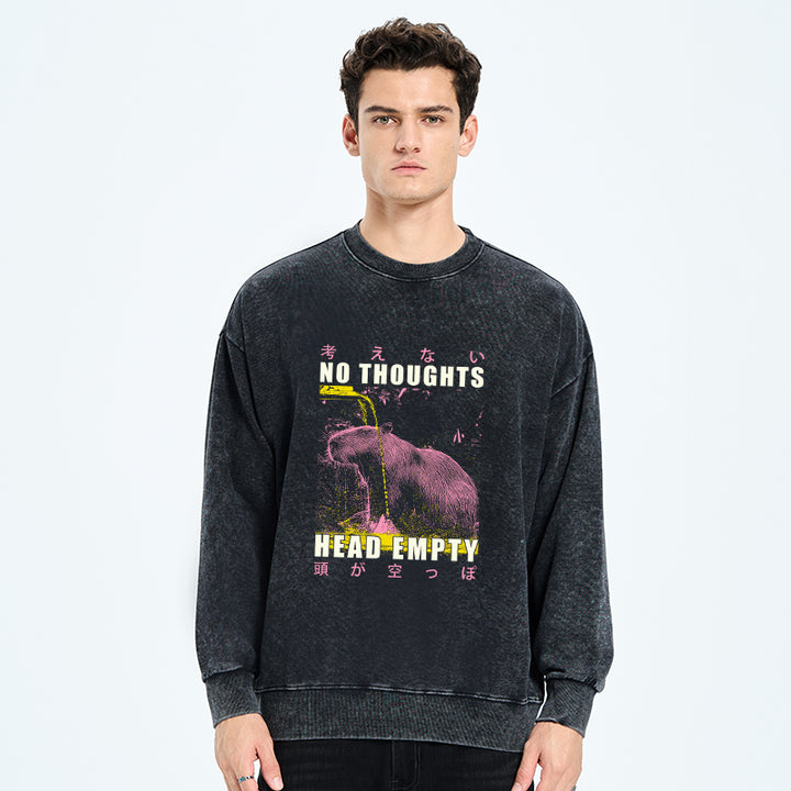 No Thoughts Head Empty Washed Sweatshirt