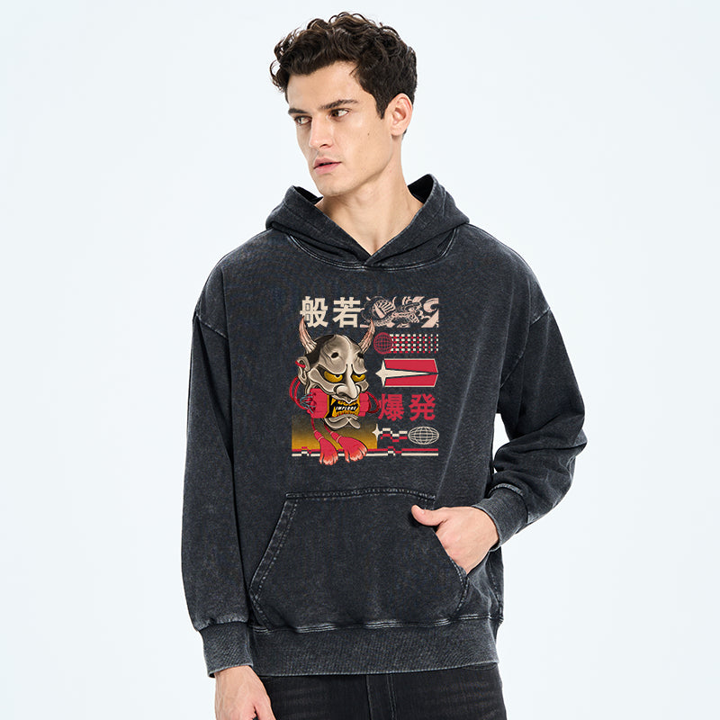 Hannya Mask Japanese Washed Hoodie