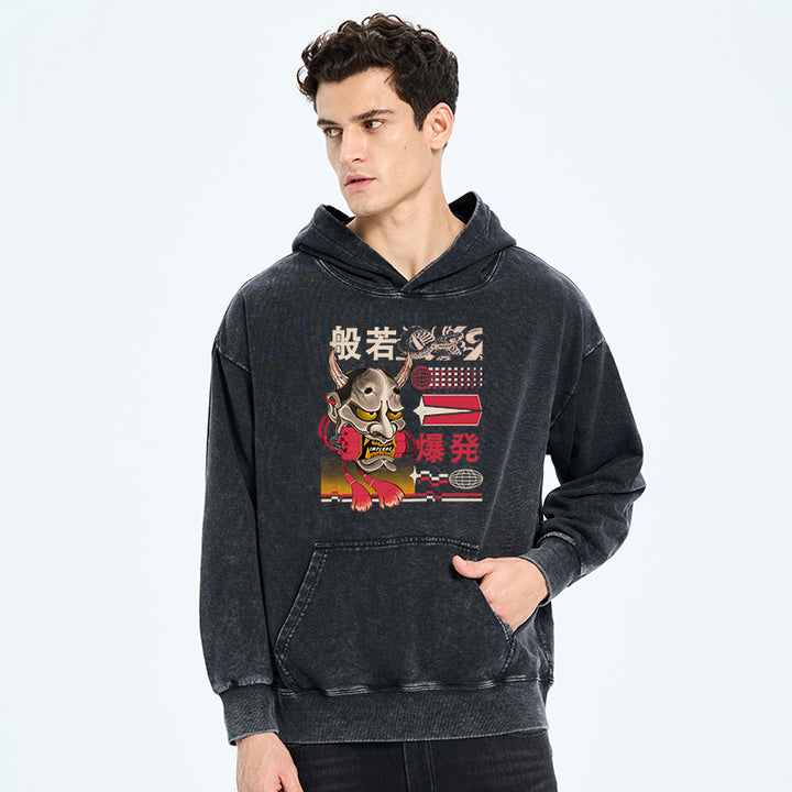 Hannya Mask Japanese Washed Hoodie
