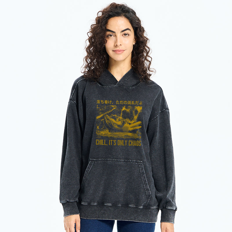 Cool Frog Japanese Washed Hoodie