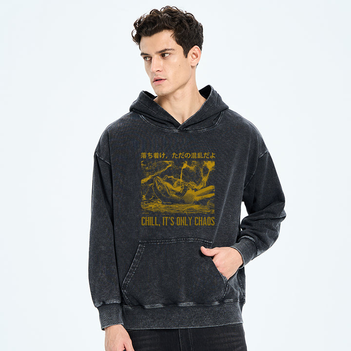 Cool Frog Japanese Washed Hoodie