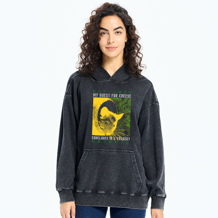 Mouse Has A Passion For Cheese Washed Hoodie
