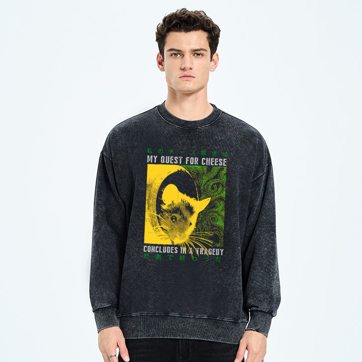 Mouse Has A Passion For Cheese Washed Sweatshirt