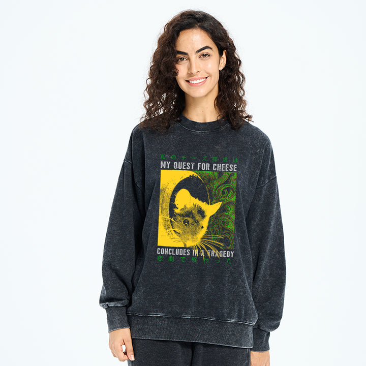 Mouse Has A Passion For Cheese Washed Sweatshirt