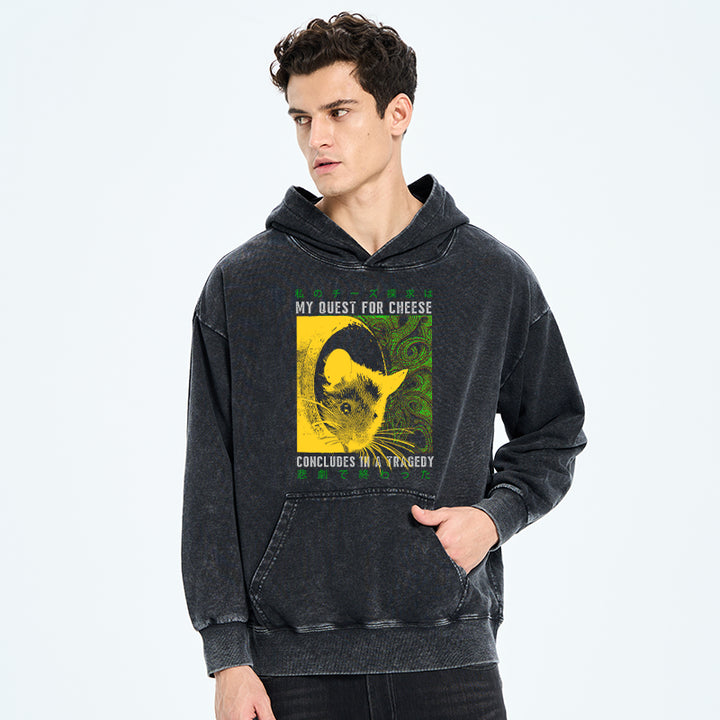 Mouse Has A Passion For Cheese Washed Hoodie