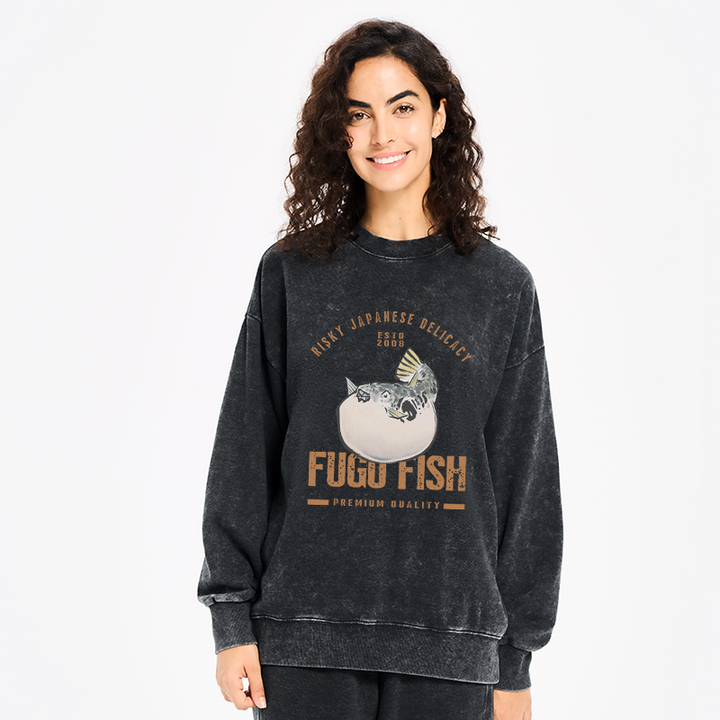 Fugu Fish Japanese Washed Sweatshirt