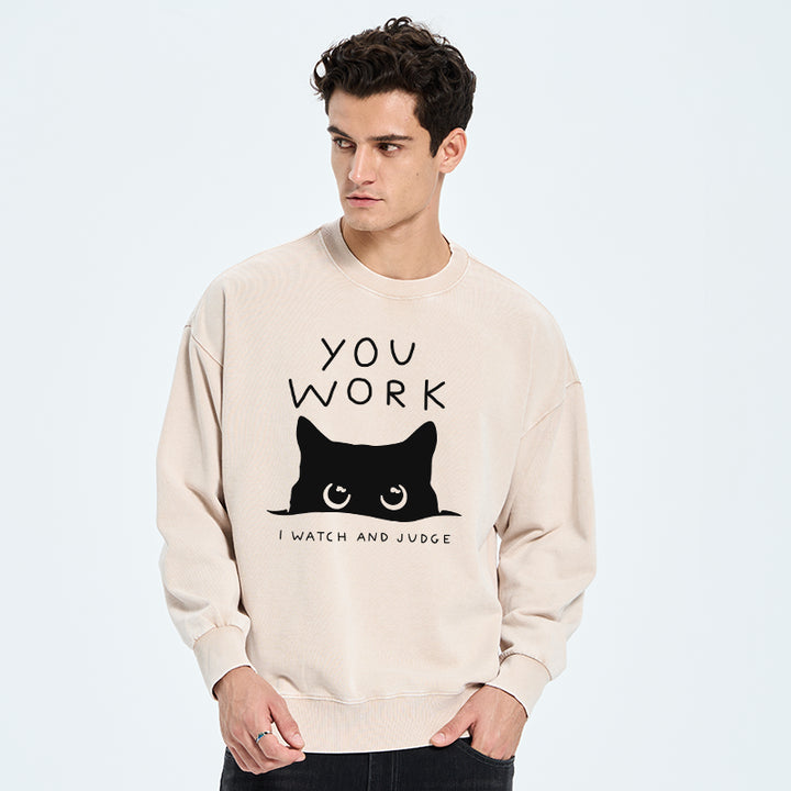 A Cat That Spies Washed Sweatshirt