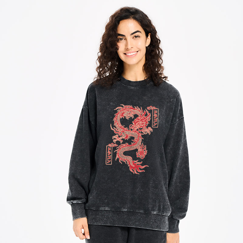 Dragon With Ball Totem Washed Sweatshirt