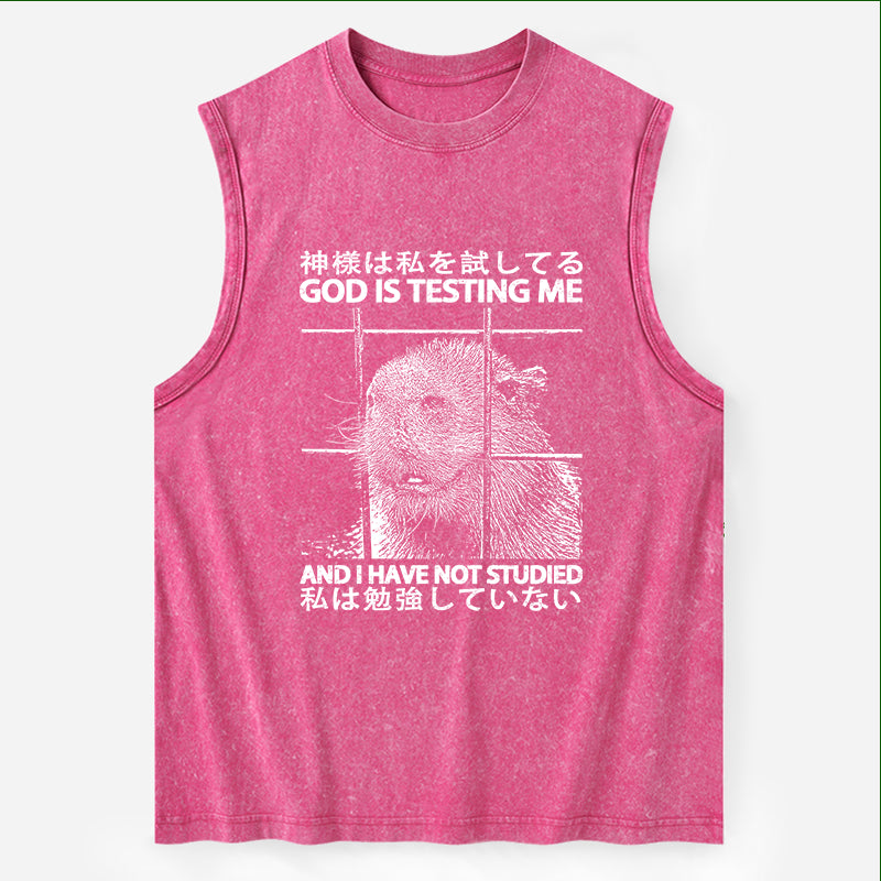 God Is Testing Me Washed Tank
