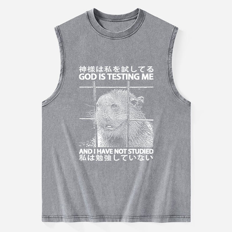 God Is Testing Me Washed Tank