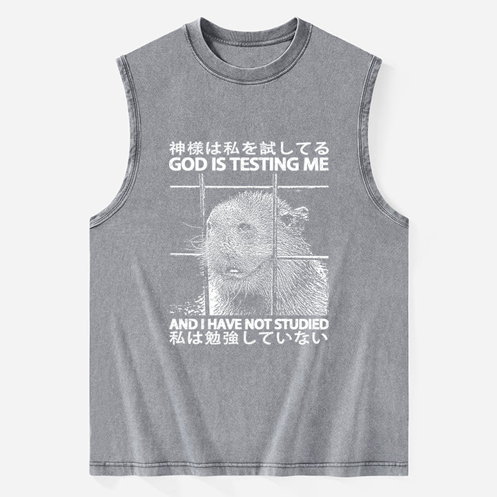 God Is Testing Me Washed Tank