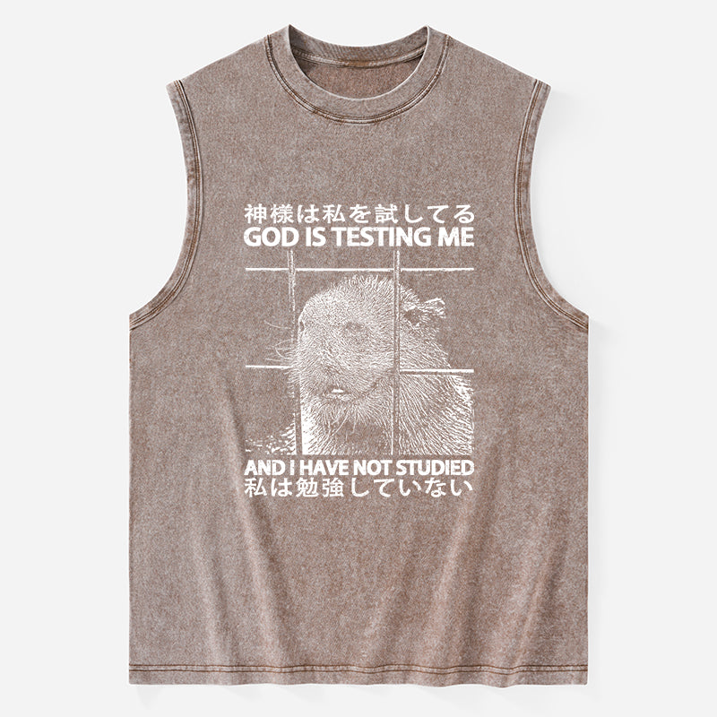 God Is Testing Me Washed Tank