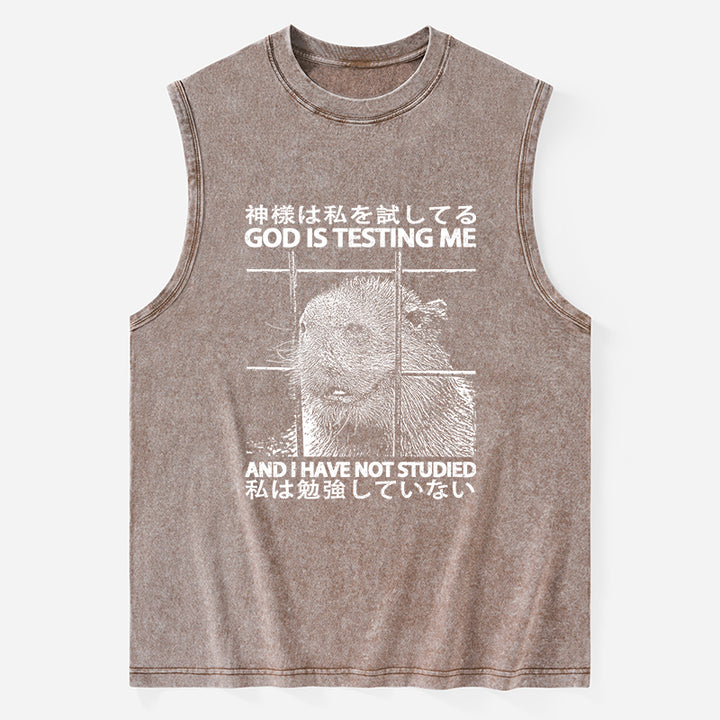 God Is Testing Me Washed Tank