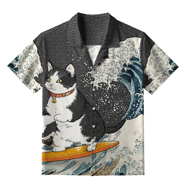 Surfing Cat Aloha Hawaiian Shirt
