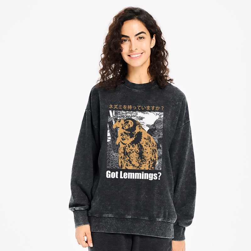 Do You Have Lemmings Japanese Washed Sweatshirt