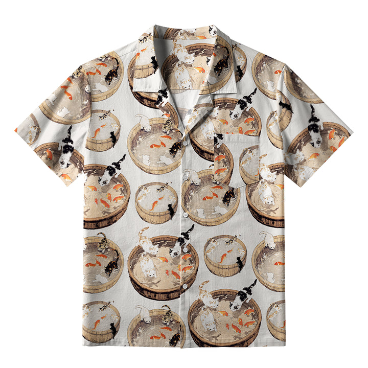 Cat Teasing Fish Aloha Hawaiian Shirt