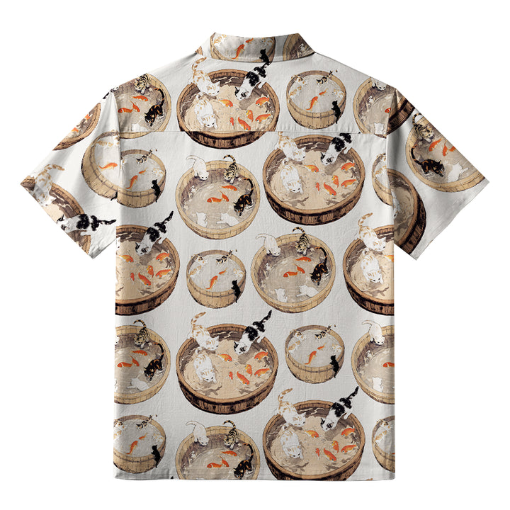 Cat Teasing Fish Aloha Hawaiian Shirt