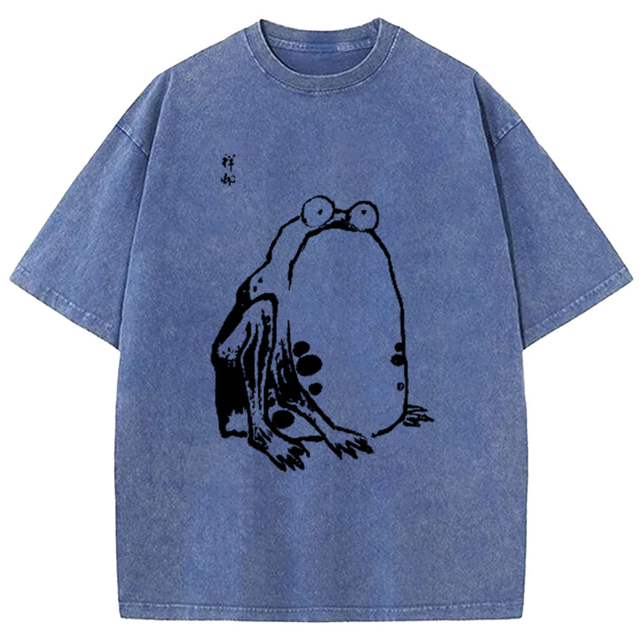 Matsumoto Hoji Woodblock Print Washed Crew Neck T-Shirt