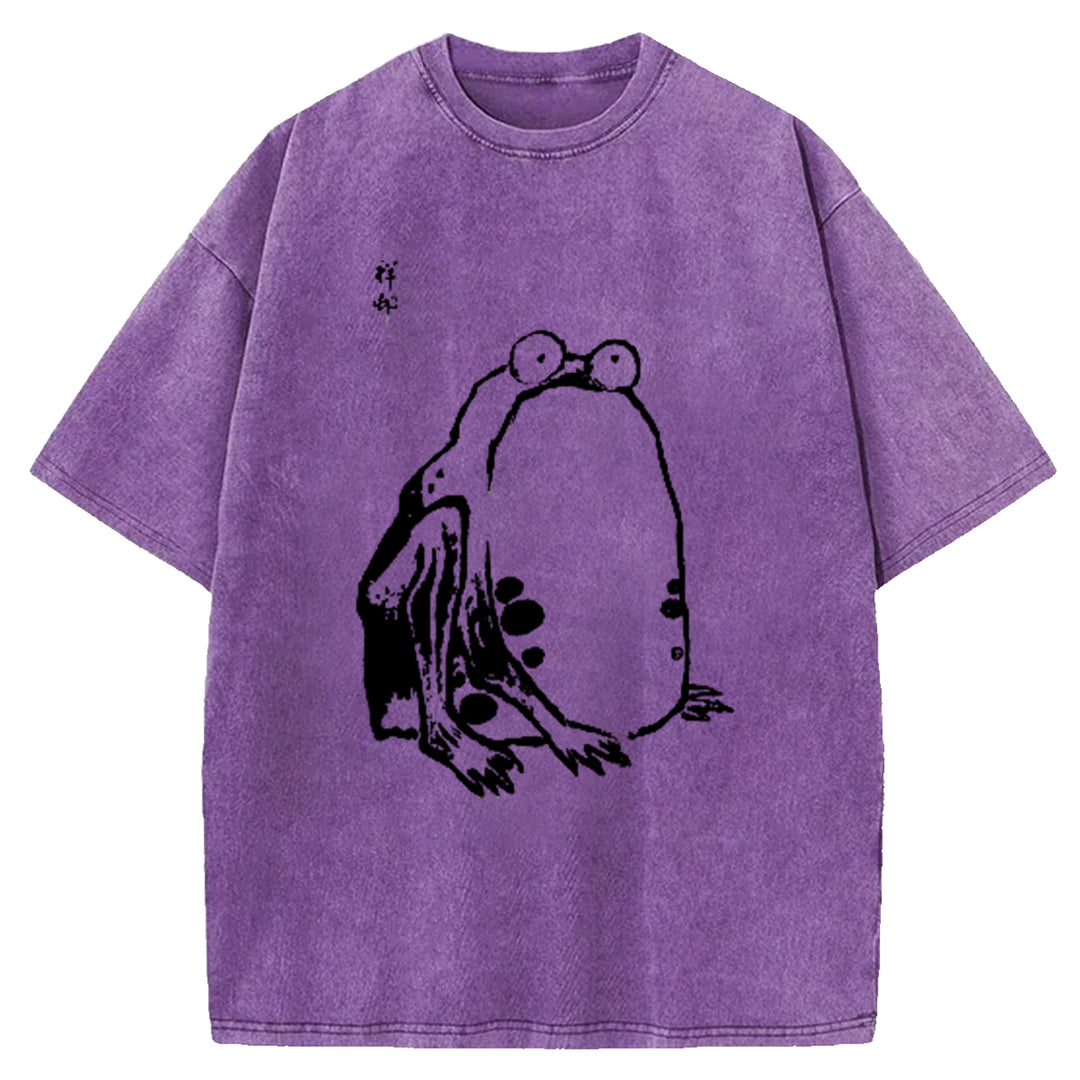 Matsumoto Hoji Woodblock Print Washed Crew Neck T-Shirt
