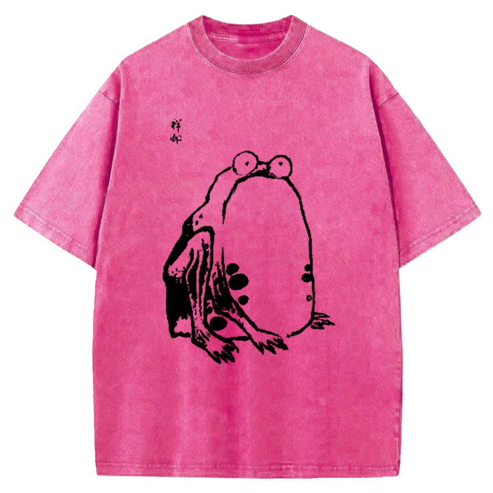 Matsumoto Hoji Woodblock Print Washed Crew Neck T-Shirt