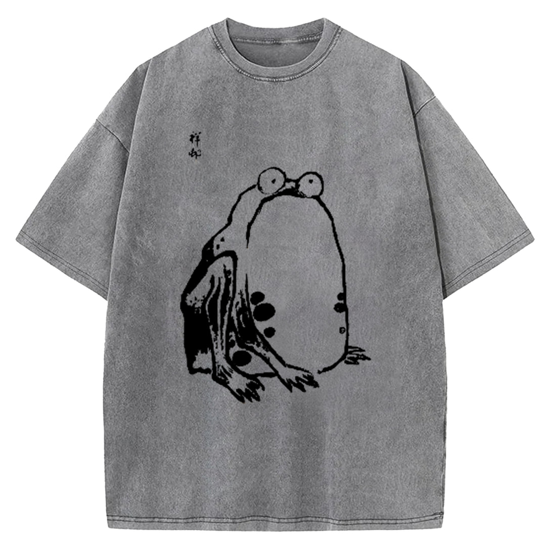 Matsumoto Hoji Woodblock Print Washed Crew Neck T-Shirt