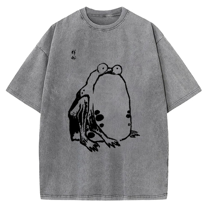 Matsumoto Hoji Woodblock Print Washed Crew Neck T-Shirt