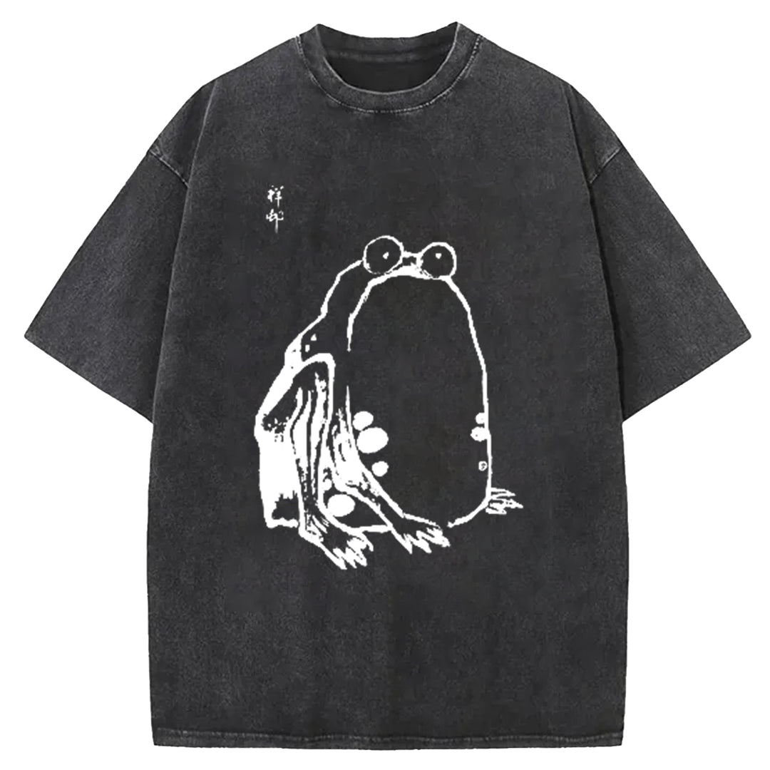 Matsumoto Hoji Woodblock Print Washed Crew Neck T-Shirt