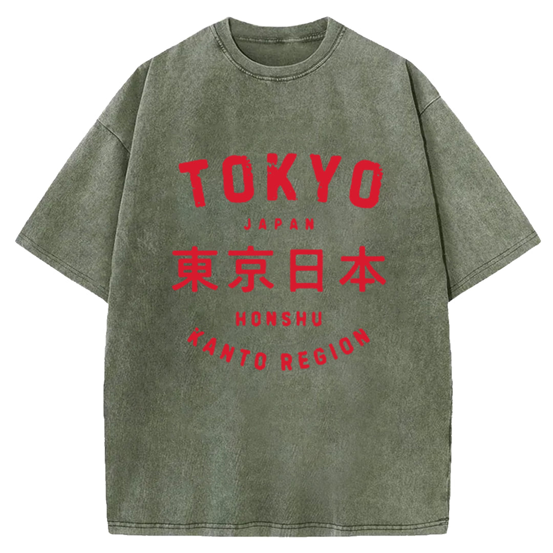 Tokyo Japan Washed Crew Neck T-Shirt