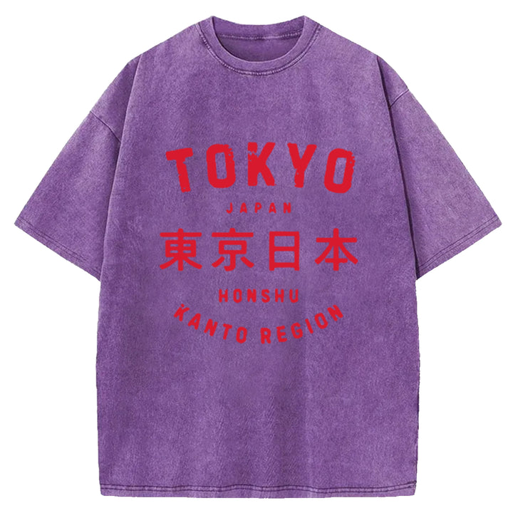 Tokyo Japan Washed Crew Neck T-Shirt