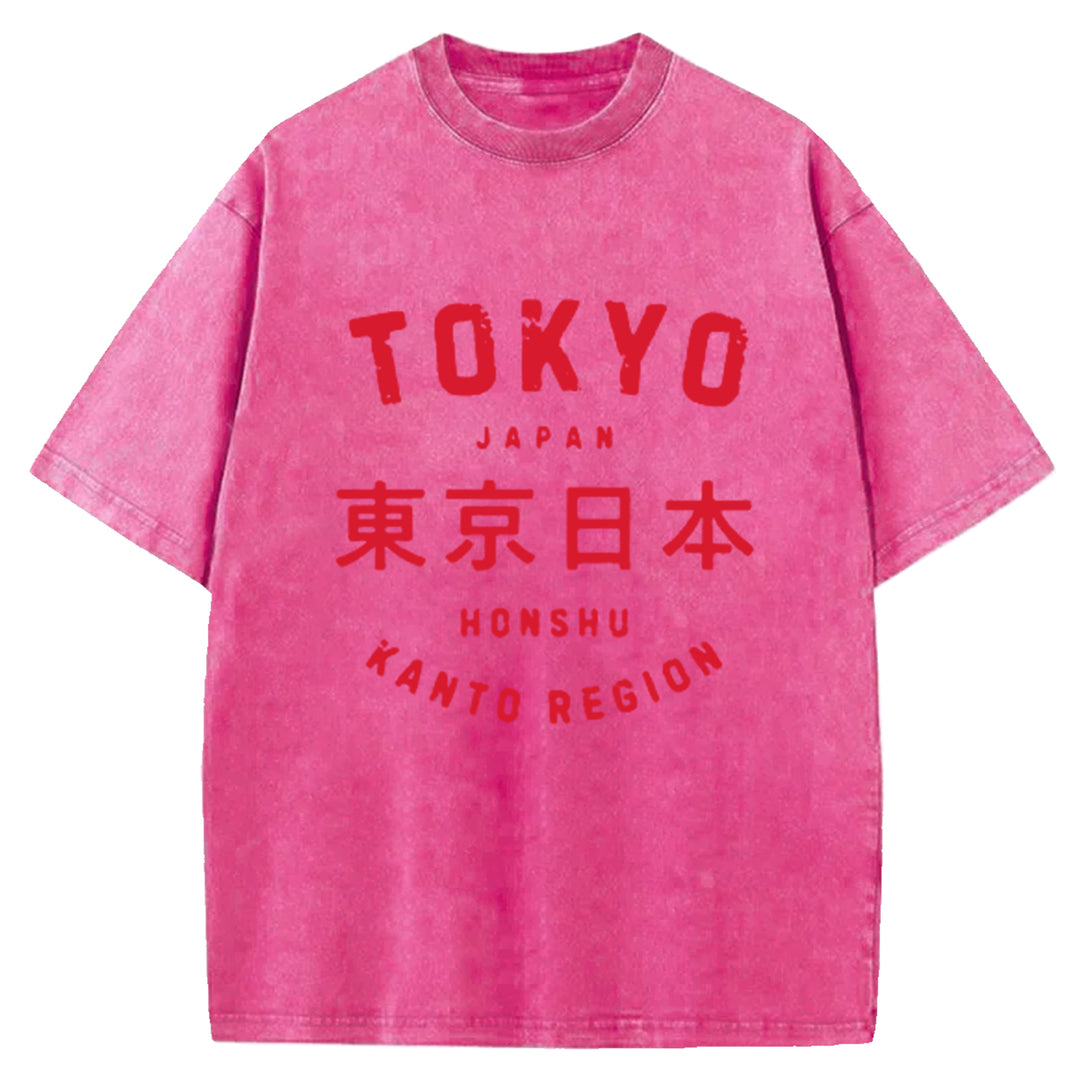 Tokyo Japan Washed Crew Neck T-Shirt