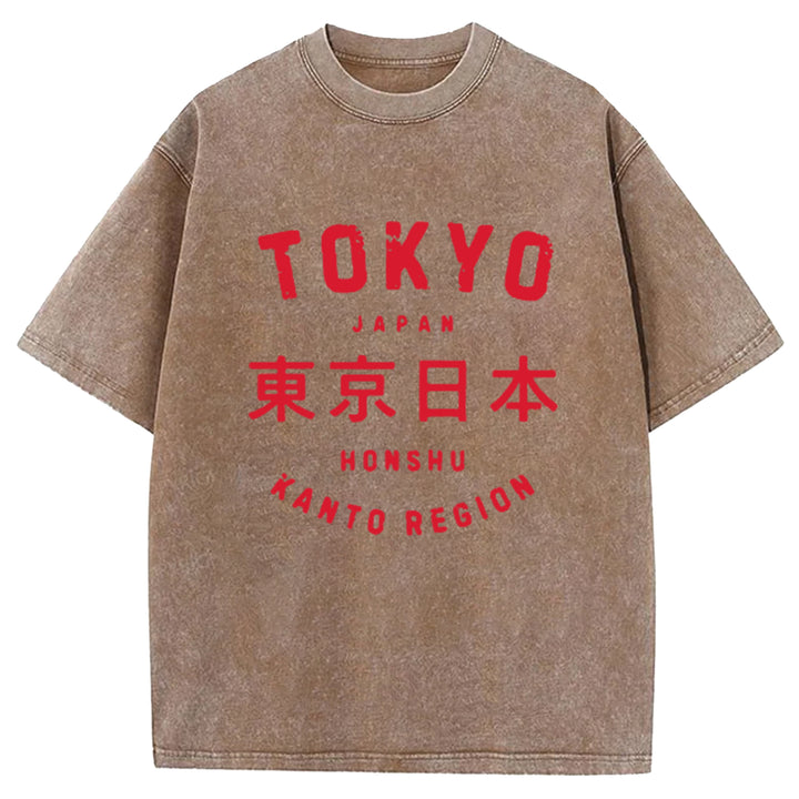 Tokyo Japan Washed Crew Neck T-Shirt