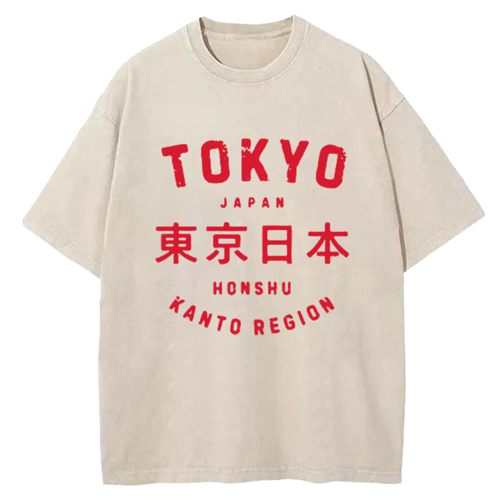 Tokyo Japan Washed Crew Neck T-Shirt