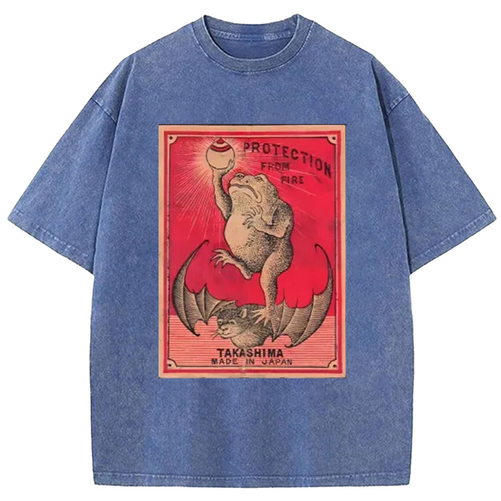 Japanese Matches Frog & Bat Washed Crew Neck T-Shirt