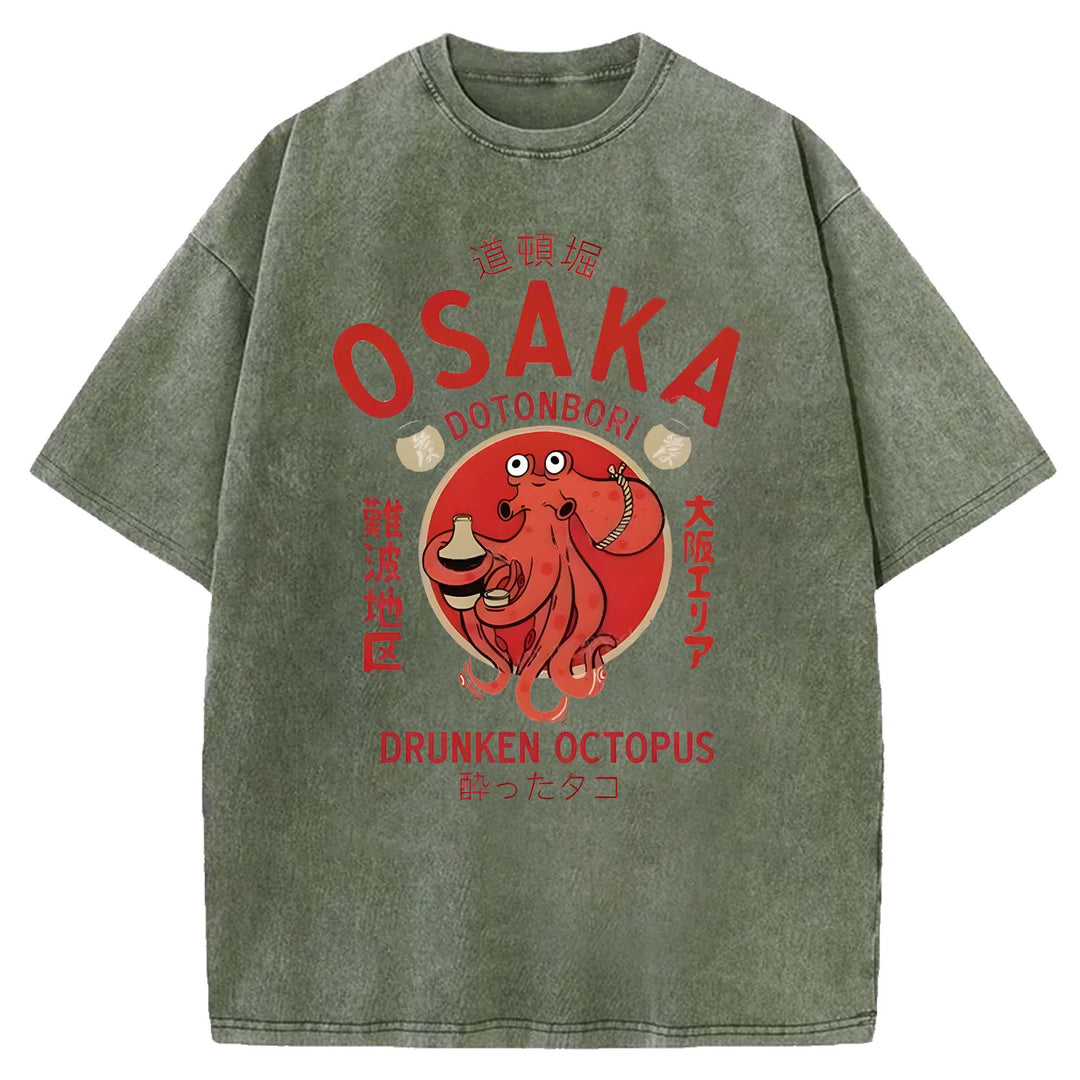 OSAKA DOTONBORI Washed Crew Neck T-shirt