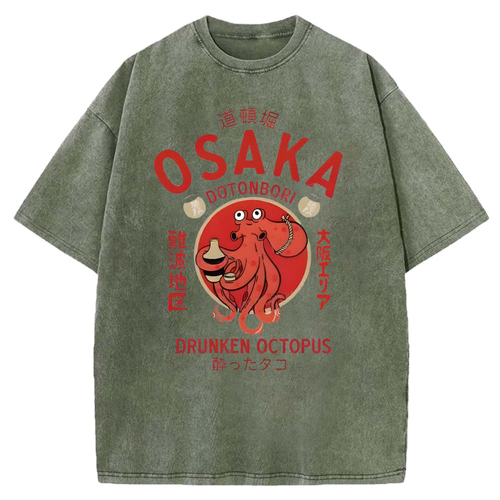 OSAKA DOTONBORI Washed Crew Neck T-shirt