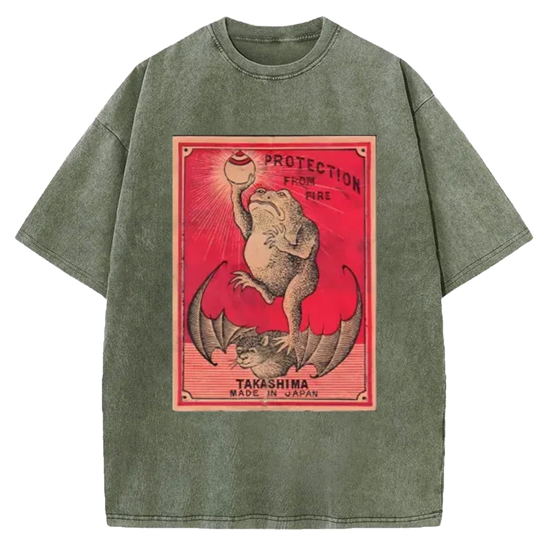Japanese Matches Frog & Bat Washed Crew Neck T-Shirt