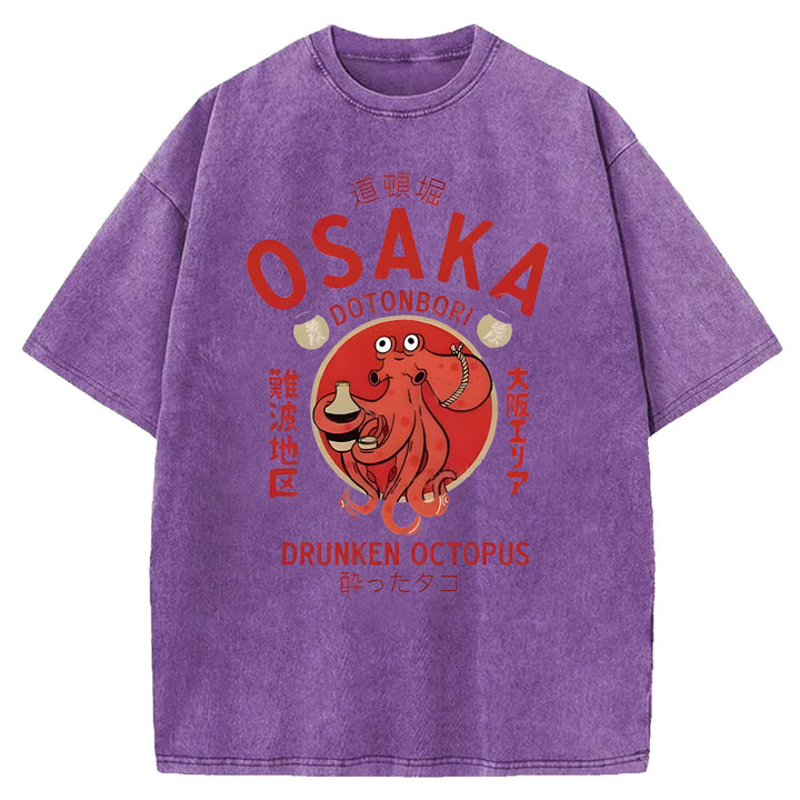 OSAKA DOTONBORI Washed Crew Neck T-shirt
