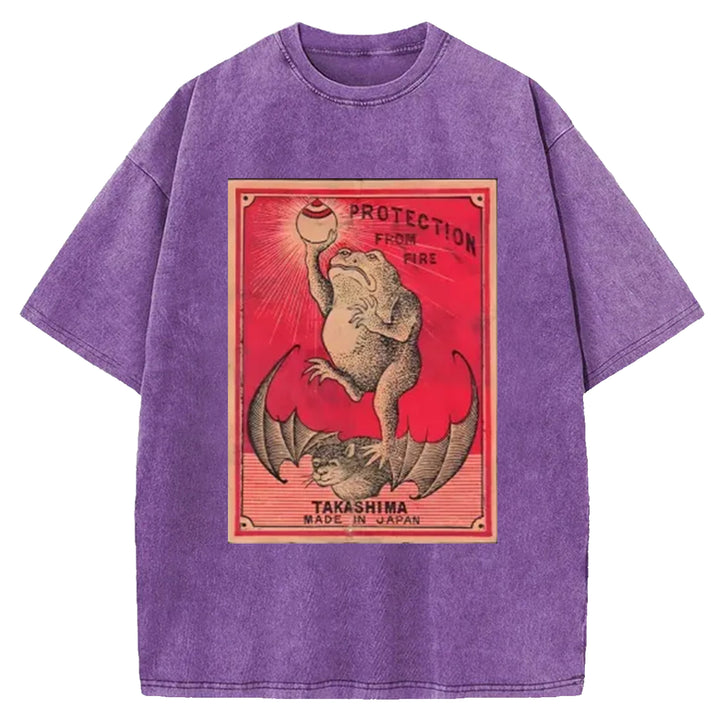 Japanese Matches Frog & Bat Washed Crew Neck T-Shirt