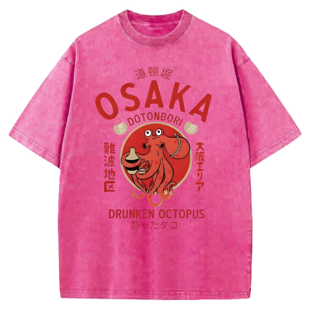 OSAKA DOTONBORI Washed Crew Neck T-shirt