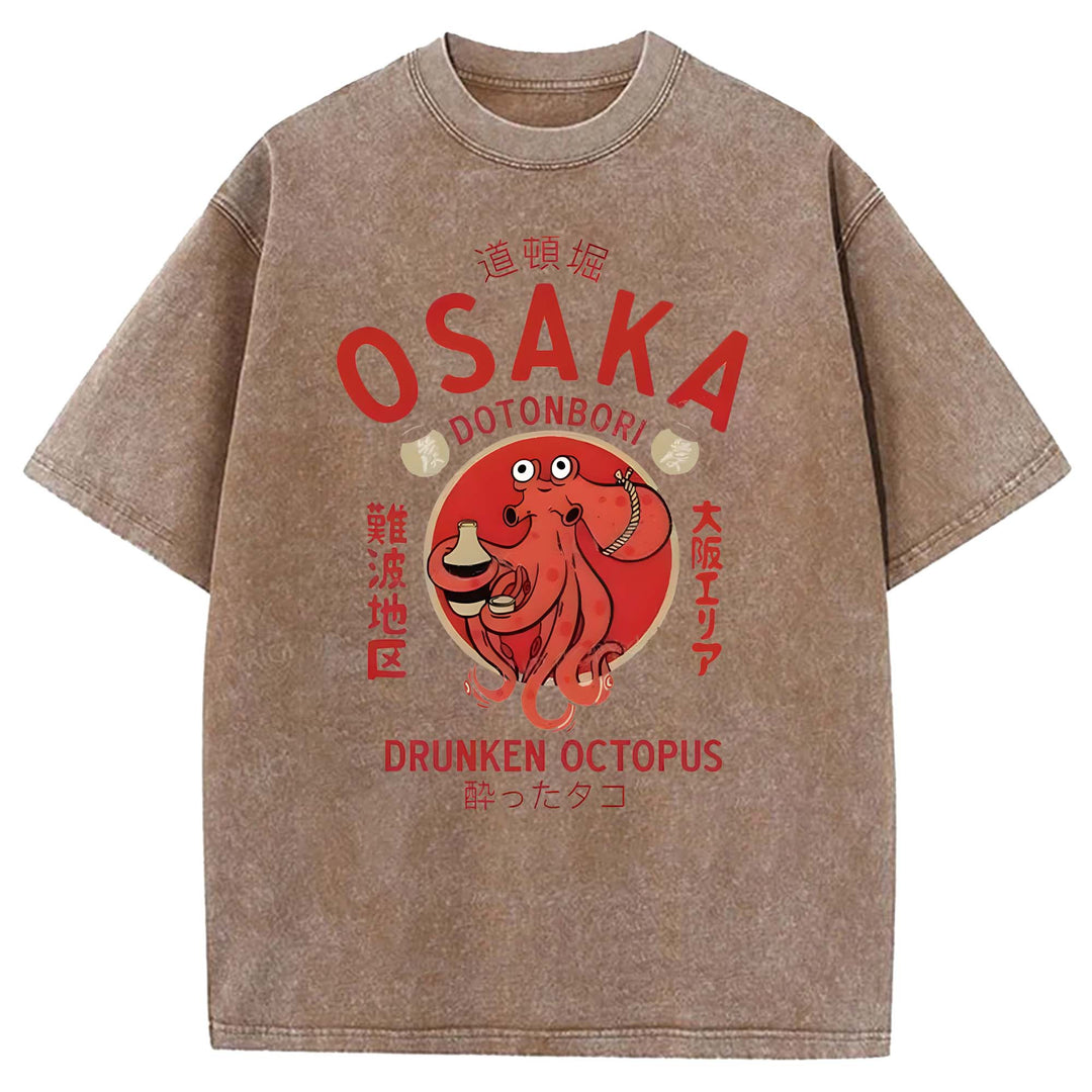 OSAKA DOTONBORI Washed Crew Neck T-shirt
