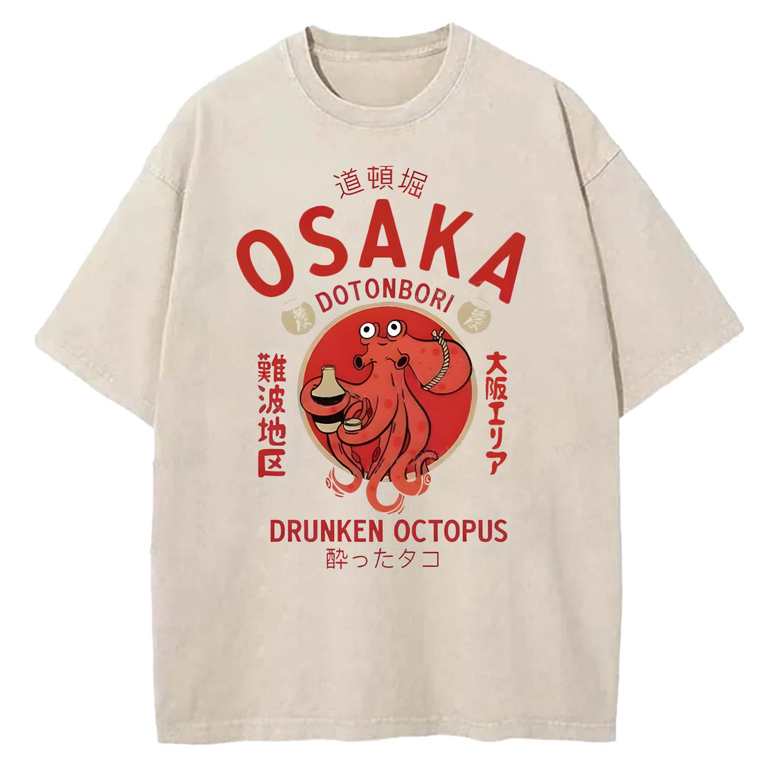 OSAKA DOTONBORI Washed Crew Neck T-shirt